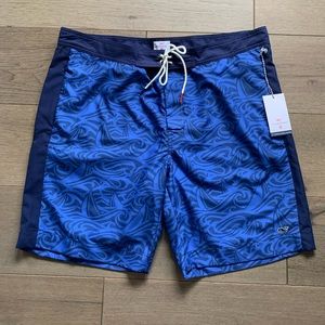 Vineyard Vines Blue Patterned Swim Board Shorts
